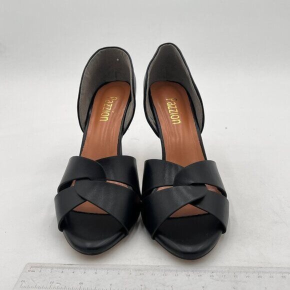 Pazzion Black Women Sexy Open Almond Toe High Heeled D'Orsay Pumps - Picture 3 of 7